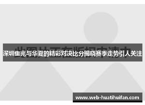 深圳隹兆与华夏的精彩对决比分揭晓赛季走势引人关注